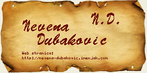 Nevena Dubaković vizit kartica